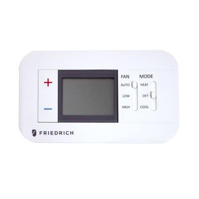 Friedrich RT7 Digital Two Stage Wall Mounted Thermostat, High/Low Fan Speed Switch, Hard Wired and/or Battery Powered