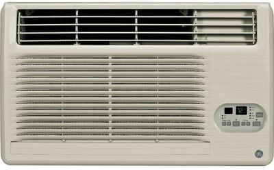 GE AJEM12DWH Through the Wall Air Conditioner with Electric Heat, 10,600 BTU, 230/208 Volt, High Mount Model, EER Rating of 9.5, Electronic Digital Controls with Remote Control, Wall Sleeves Needed for New Installations Sold Separately