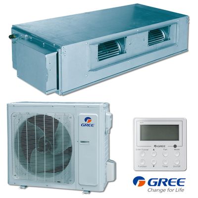 GREE UMAT24HP230V1ADS Slim Duct Indoor Unit, 24,000 BTU Outdoor Condenser, 230/208 Volt, R410A Refrigerant, Internal Condensate Drain Pump, Includes Wall Mounted Teather Controller and Sentry Float Switch, Line Sets and Accessories Sold Separately