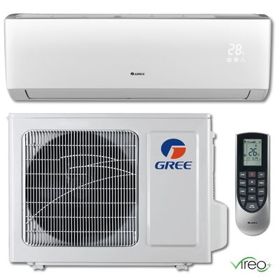 GREE VIR12HP115V1B VIREO+ Single Zone Ductless Mini Split w/Inverter Heat Pump, 12,000 BTU, 115 Volt, 22.0 SEER, WiFi Capable, Includes Indoor Wall Unit with Remote and Outdoor Condenser, Line Sets and Accessories Sold Separately