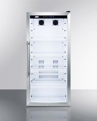 SUMMIT COMMERCIAL SCR1006 Upright Beverage Merchandiser with Digital Thermostat, Stainless Steel Trimmed Glass Door, Factory Installed Lock