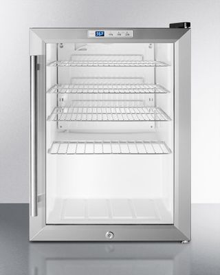 SUMMIT COMMERCIAL SCR312L Compact Commercial Glass Door Beverage Cooler, Auto Defrost, Digital Thermostat, Factory Lock