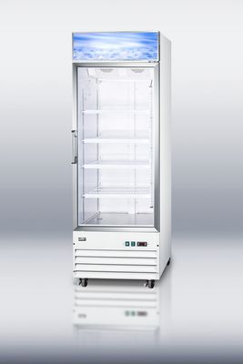Summit SCFU1510 Commercial Upright Glass Door Freezer, 13.0 Cubic Foot Capacity, Frost Free, Digital Rear Mounted Thermostat, Lighted Canopy and Cantilevered Shelves