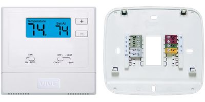 VIVE TP-N-621 Heat Pump Digital Residential Thermostat, 2 Heat, 1 Cool  Battery or Hardwire  Non-programmable