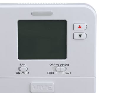 VIVE TP-N-721 Heat Pump Digital Residential Thermostat, 2 Heat, 1 Cool, Battery or Hardwire, Non-programmable