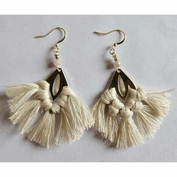 Beige Tassel Earrings