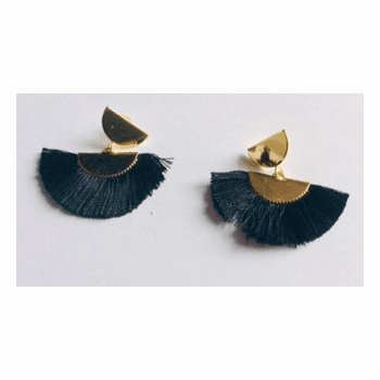 Black Silk Tassel Earrings