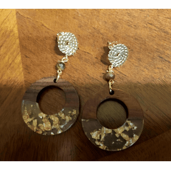 Gold and Wood Earrings
