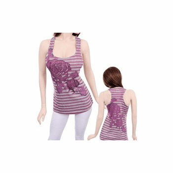 Gray and Purple T-Strap Tank