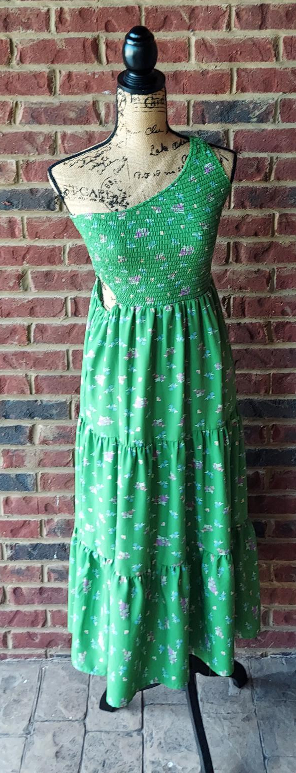 slim fit dress slacks Nehemiah One Shoulder Maxi Dress Green main image 0