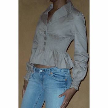 Khaki Jacket with Balloon Sleeves