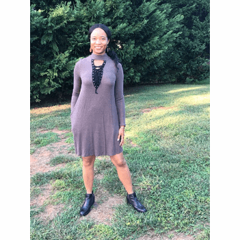 Mocha Lace-up Dress