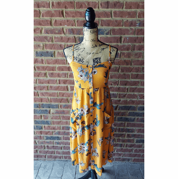 Mustard Yellow Floral Dress