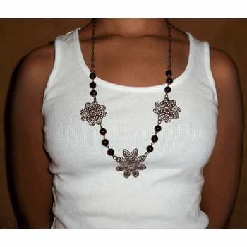 Onyx and Brass Necklace