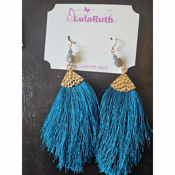 Teal Tassel Earrings