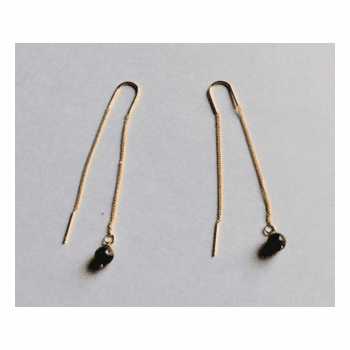 Threaded Earrings with Black Tourmaline Stone