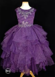 Divine Girls' Party Dress in Purple with Sequins 