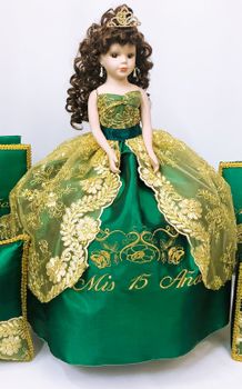 Jacqueline 21 inch Quinceanera Doll in Emerald Green Dress