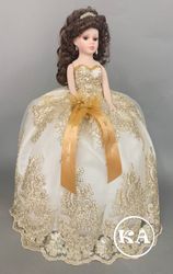 Alma 21 inch Quinceanera Doll with Flowing Sparkly Dress