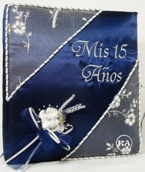 Quinceanera Guest Book - Navy blue/ silver