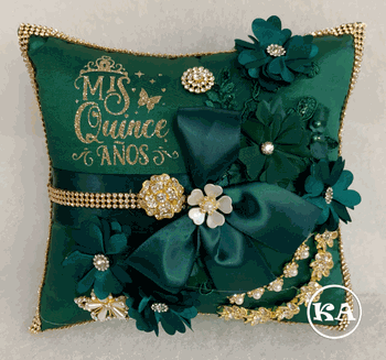 Quinceanera Pillow with Flowering Vine in Black Cherry