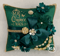 Quinceanera Pillow with Flowering Vine in Black Cherry