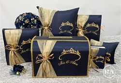 Quinceanera Kneeling Pillow w/ Tiara -Navy Blue