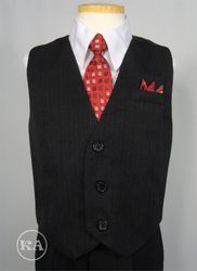 4-pc Boys Vest  Set w/ White Shirt and Red Tie