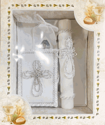 4-pc First Communion Candle Gift Set Silver - Boy