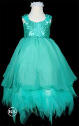 Stunning Teal Color Girls' Dress - 10690 