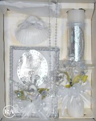 5-pc Love and Light Baptism Candle with Silver Trim 