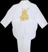 5-pc Boys' Tuxedo w/ Embroidered Guardian Angel - White