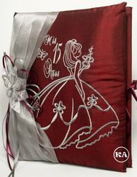 Quinceanera Bible Cherry Color with Sash 