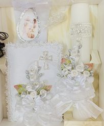 First Communion Candle with Silver Details - (girl)