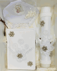 First Communion Candle with Silver Details - (girl)