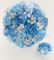 Baby Blue Quinceanera Bouquet a-0030