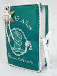 Quinceanera Bible with Cowgirl Party Idea - Teal Green/White 