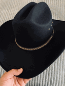 Black Mexico Cowboy Hat with Classic Western Cattleman Crown and wide brim