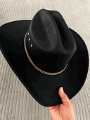 Black Mexico Cowboy Hat with Classic Western Cattleman Crown and wide brim