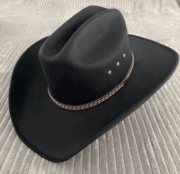 Black Mexico Cowboy Hat with Classic Western Cattleman Crown and wide brim