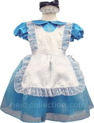 Girls' Alice Blue Princess w/ Apron & Box Headband Details: