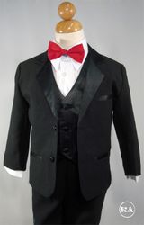 Boy Black Tuxedo with Red Bow-tie