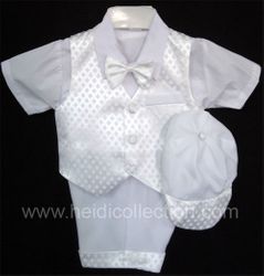 5-pc Handsome Boys' Baptism Shorts Set w/ Bow Tie - White
