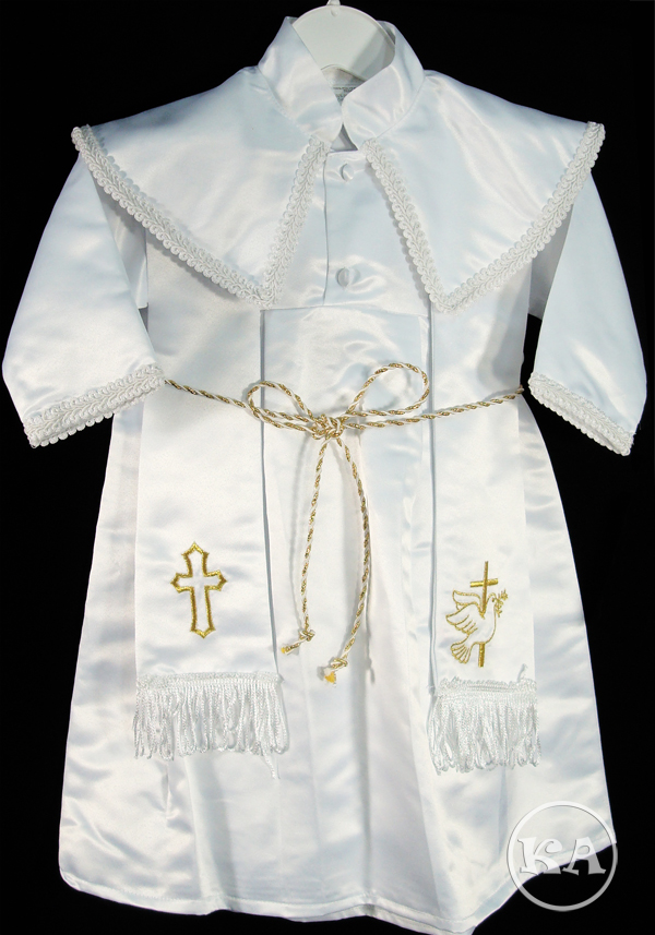 3 Piece Boys' Regal Baptismal Robe w/ Virgin Mary