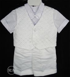 Boys' Baptismal Bow Tie Suit Set in Shorts w/ Hat  