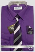 Boys Dress Shirts with Tie - Royal Blue