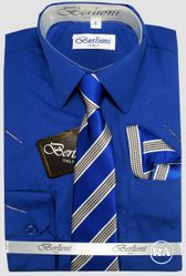 Boys Dress Shirts with Tie - Royal Blue