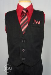 Boys Vest Set With Red Shirt 4-pc