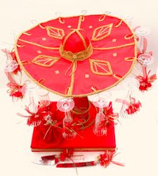 Charro Hat Brindis Set Red with Gold