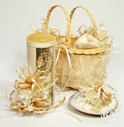 Christening Basket Candle Gift Set 